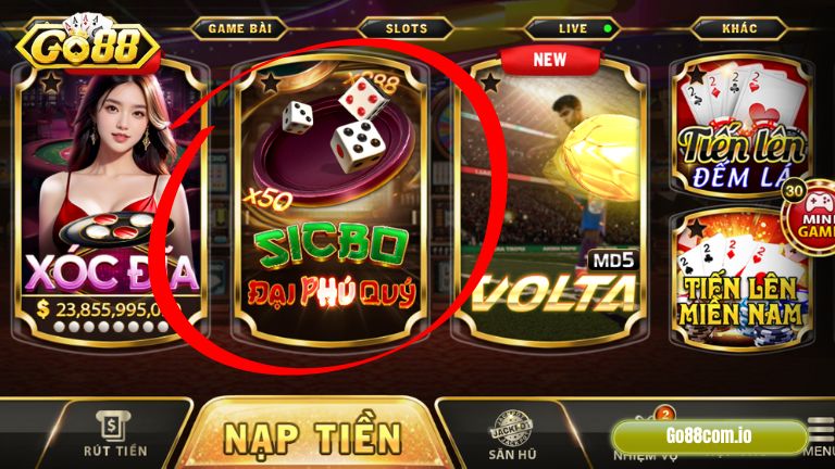 Trải nghiệm tuyệt vời chỉ thấy ở Sicbo cổng game Go88